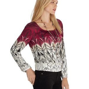 Women WHBM Long sleeve deco print day blouse sz 6